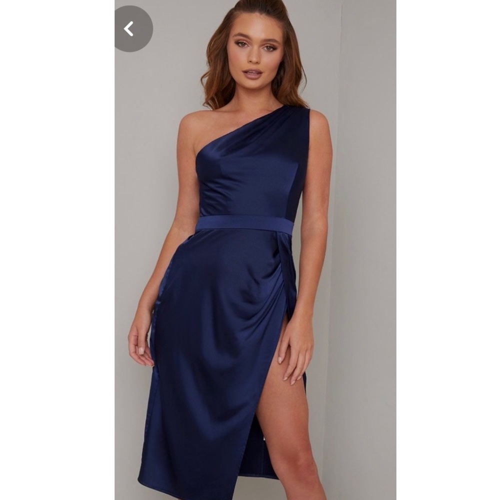 Navy blue silk dress